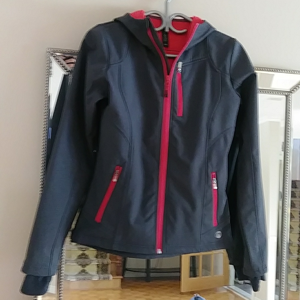 Mondetta fleece lined running athletic waterproof rain wind jacket sz S